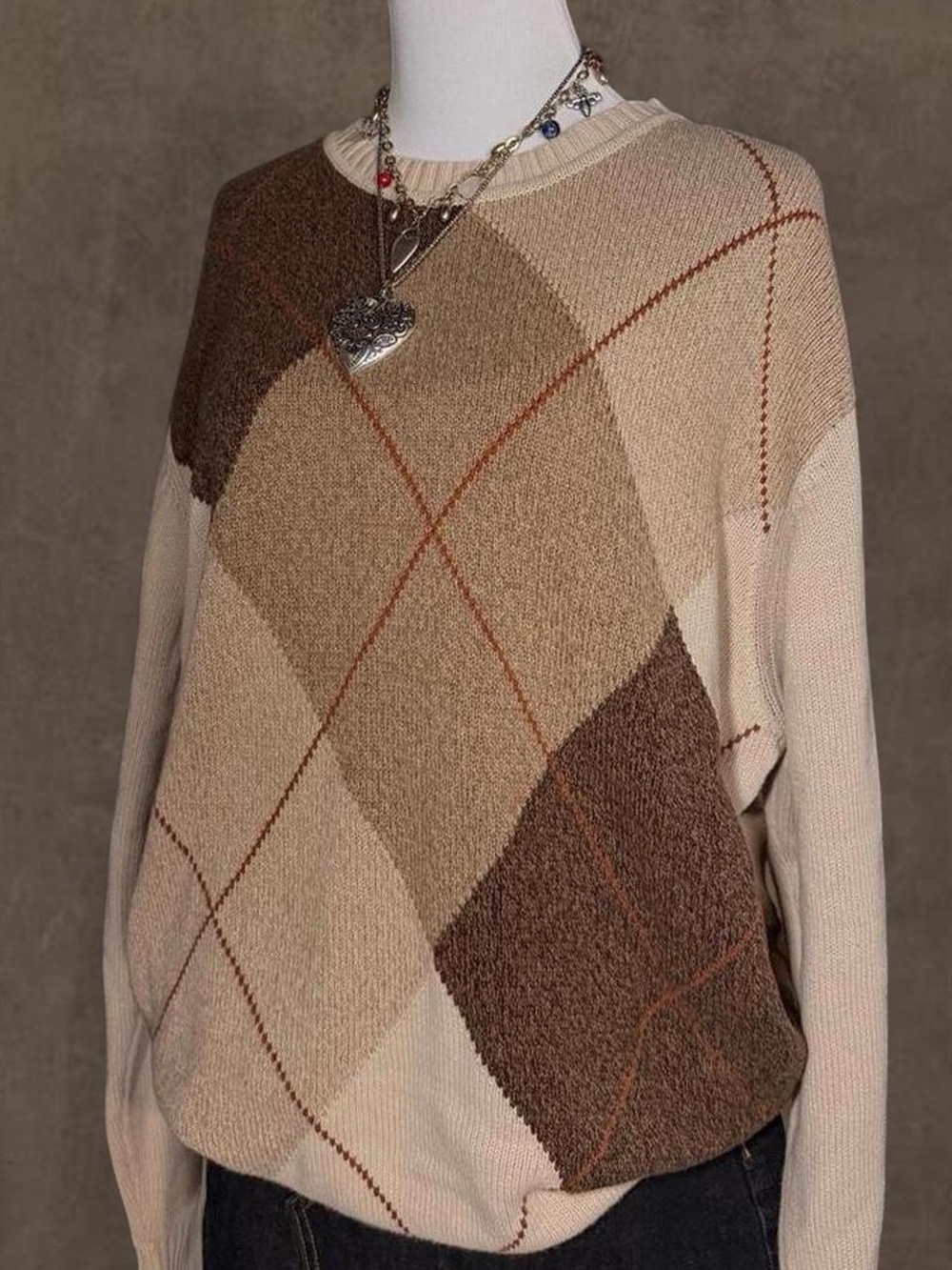 Brown argyle sweater